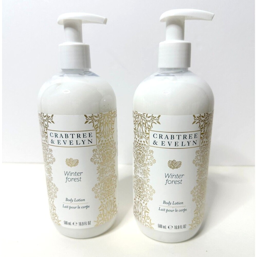 CRABTREE & EVELYN 2-Pack Body Lotion Winter Forest Christmas Holiday 16.9 oz
